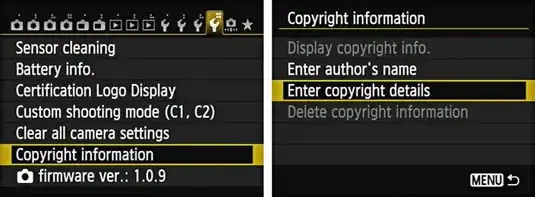 Canon Copyright Info