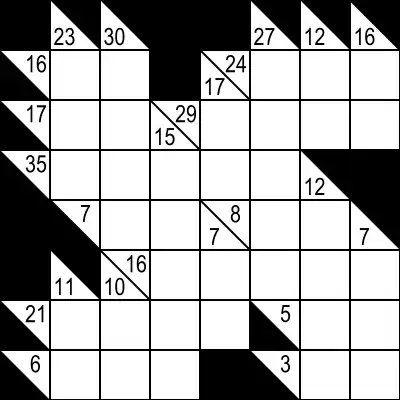 solved Kakuro puzzle