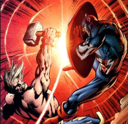 Mjölnir hits the shield