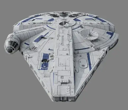 Mockup of the Falcon showing its distinctive round body with the triangular nose section, instead of being in two at the end it is whole all the way round!