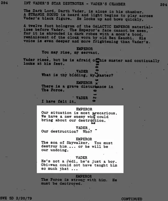 Highlighted screenshot from page 90 of the 5th draft of the script for “The Empire Strikes Back.”