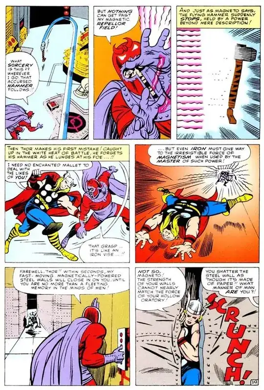 Magneto stops Thor's hammer from returning