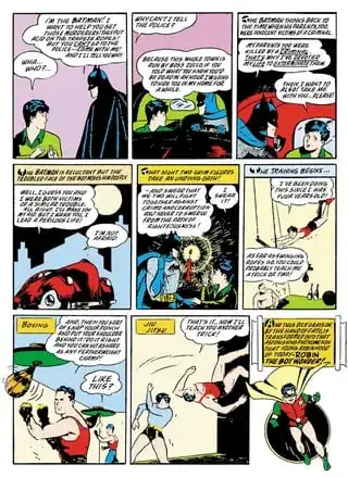 Comic page showing Dick becoming Robin