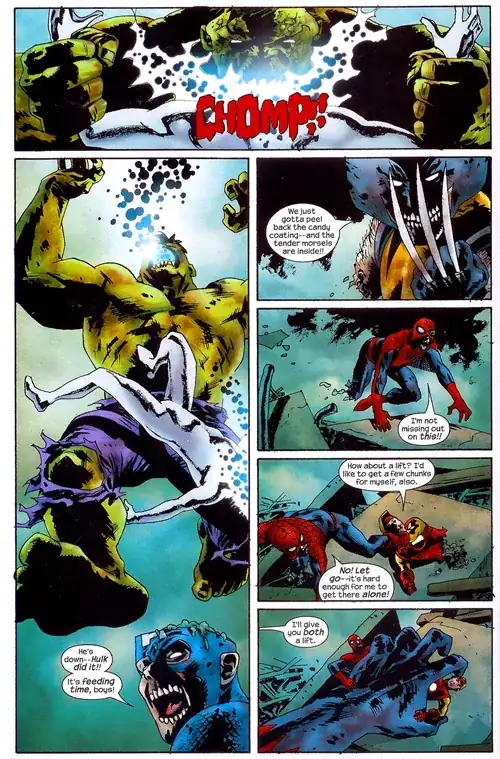 Hulk eats Silver Surfer's head