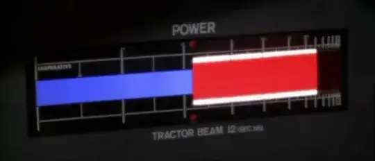 1977 version showing the blue and red bars on the power level display, above it is written "POWER" and below "TRACTOR BEAM I2 (sec N6)"