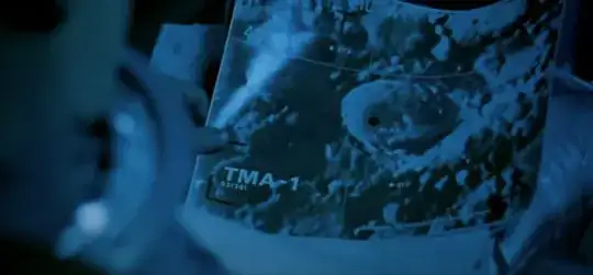 Screenshot from "2001: A Space Odyssey" depicting a TMA-1 document