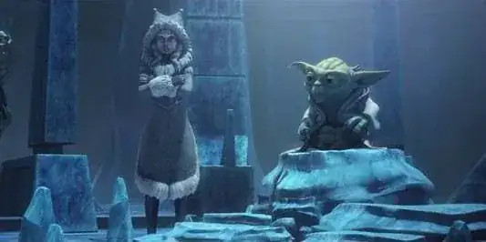 Screenshot of Yoda on Ilum in The Clone Wars
