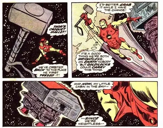 Iron Man Lifts Thor's Hammer in space
