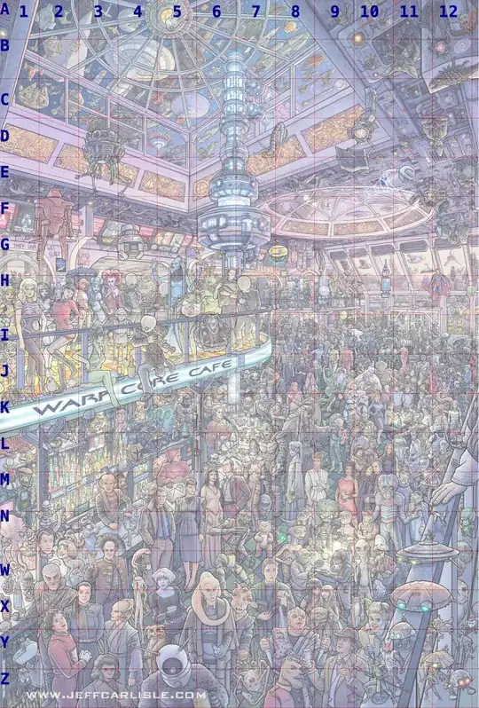 Warp Core Café with a grid with text in Menlo