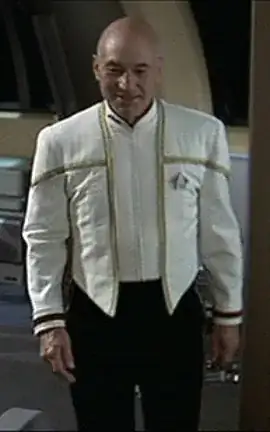 Picard in a jacket-style dress uniform