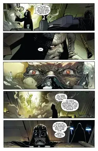 Star Wars: Darth Vader page with Sidious explaining Vader is the suit, quoted above