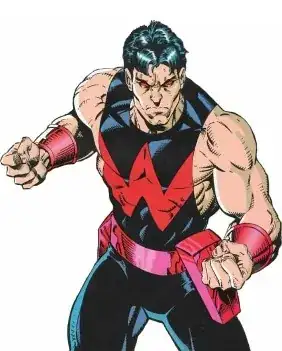 Wonder Man wearing his red W symbol on his chest