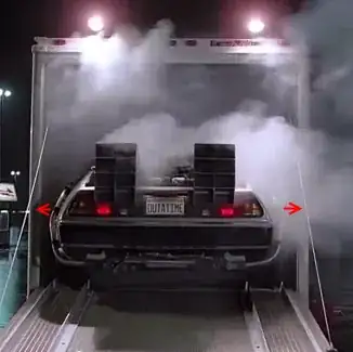 DeLorean exiting truck