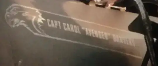 zoomed image to show name on plane; "Capt. Carol 'Avenger' Danvers"