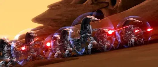 Droidekas firing from within their shields