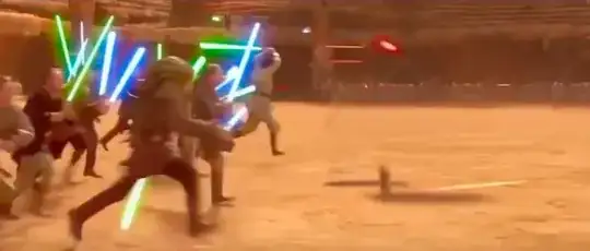 Tons of Jedi fighting in the Battle of Geonosis