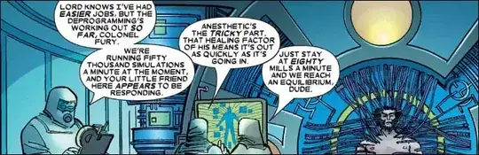 Comic panel where anaesthetics are explained to go out as quickly as they go in unless they can find the equilibrium amount