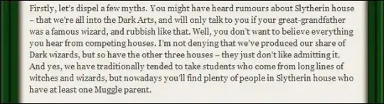 Snippet from Slytherin welcome letter