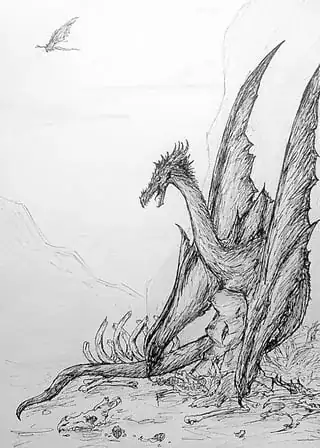 Artist's impression of the dragon from A Song of Ice and Fire called The Cannibal