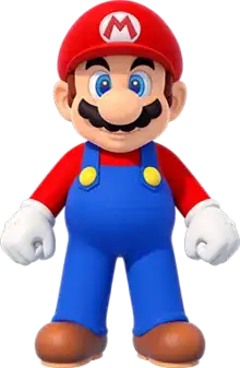 A picture of Mario facing towards the screen, with his usual present day outfit.