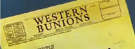 Telegram with the heading "Western Bunions".