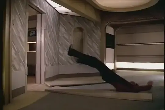 Geordi being thrown through a door