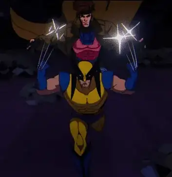 Gambit charging Wolverine's adamantium claws