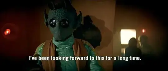 Greedo sat across from the table to Han with the subtitles reading "I've been looking forward to this for a long time"; 49:57 in Star Wars (Harmy's Despecialized Edition)
