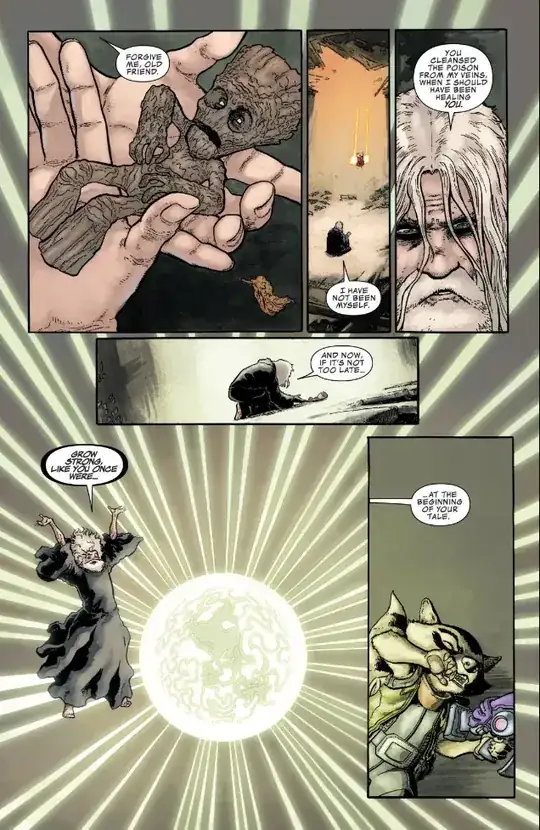 The Gardener heals Groot (*Infinity Countdown* #1)