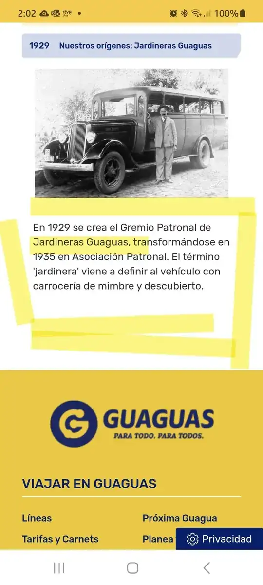 capturade la web de Guaguas Municipales de LasPalmasdeGranCanaria.