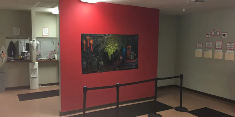 Reception area with clear guidance for check-ins.