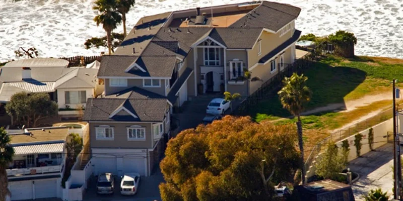 Aerial view of a beachfront recovery center.