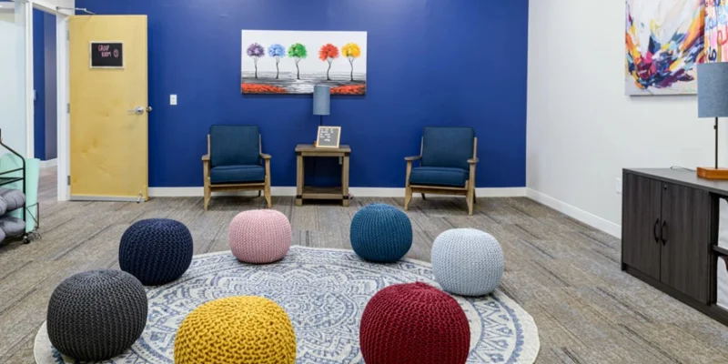 Group therapy room with chairs.