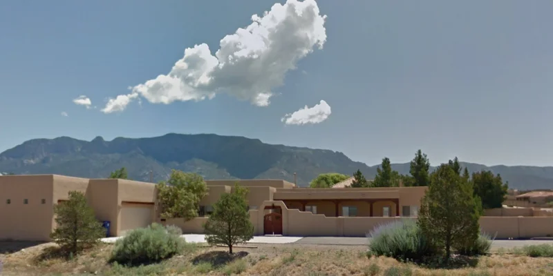 Street exterior view of the rehab facility on tranquil background.