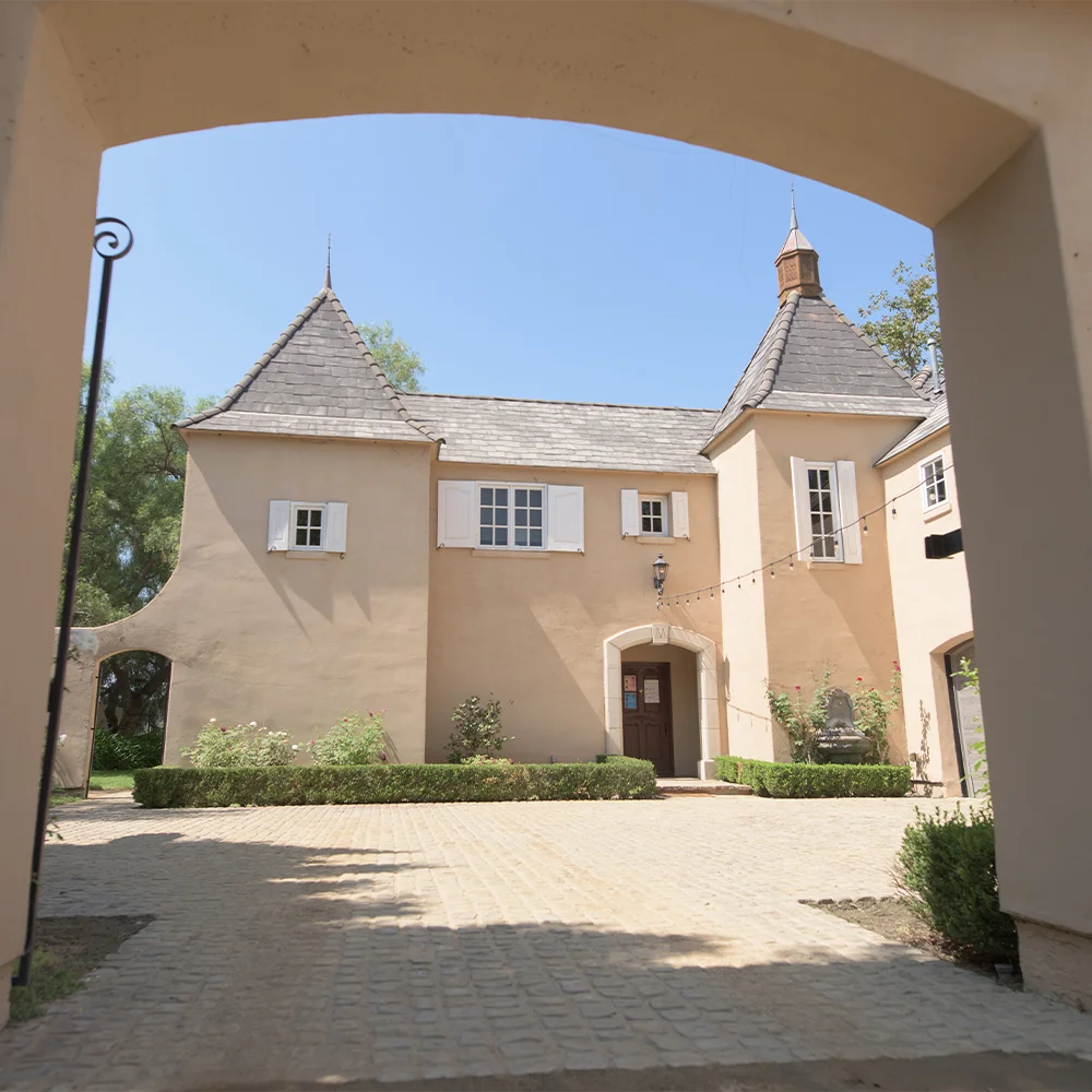 Facility exterior with courtyard.