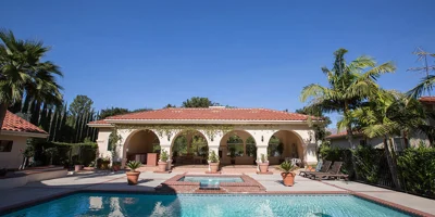 Backyard pool area of facility.
