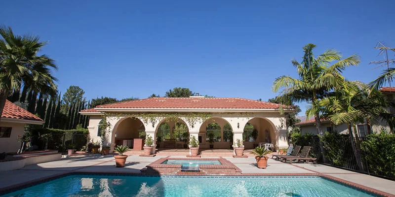 Backyard pool area of facility.