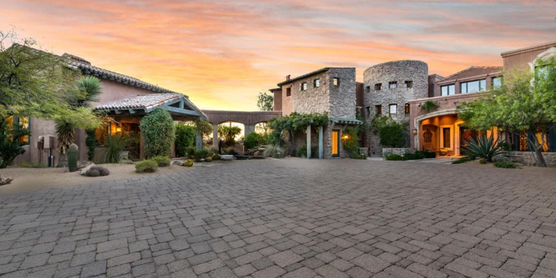 Front entrance of the Hope House at sunset.