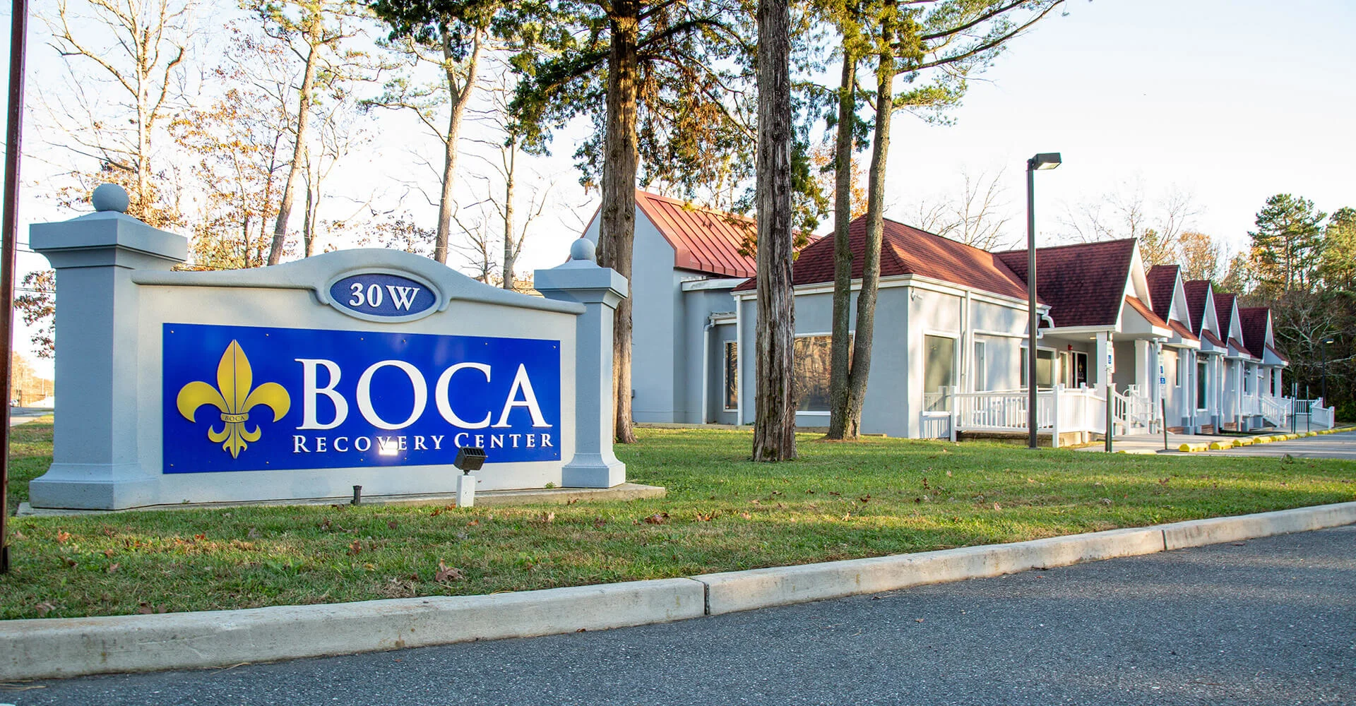 Entrance to Boca Recovery Center with clear signage.