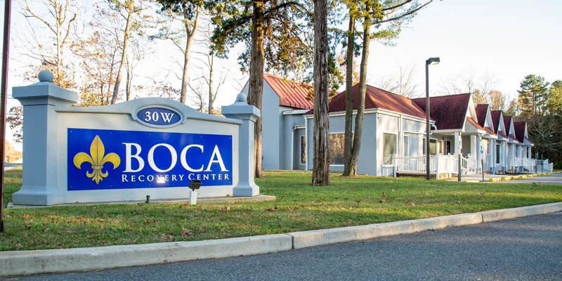 Entrance to Boca Recovery Center with clear signage.
