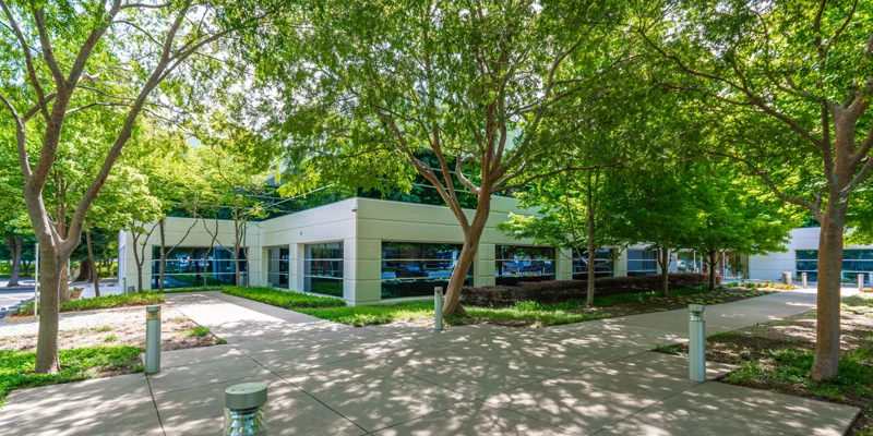 Facility exterior with entrance walkway.