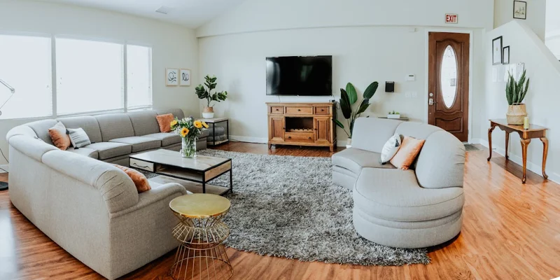 Lving room with a sofas and a TV.