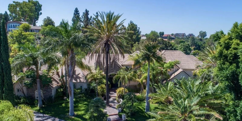 Aerial view of the rehab facility with trees.
