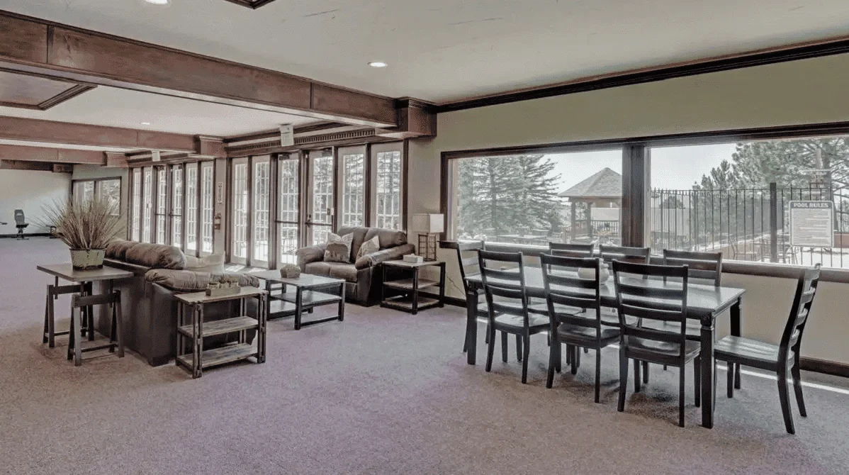 Lounge with seating and a dining area.