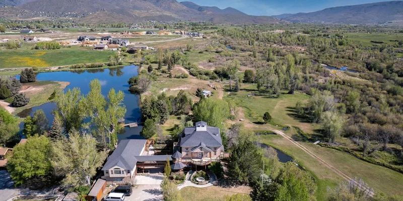  Aerial view of facility on the countryside.