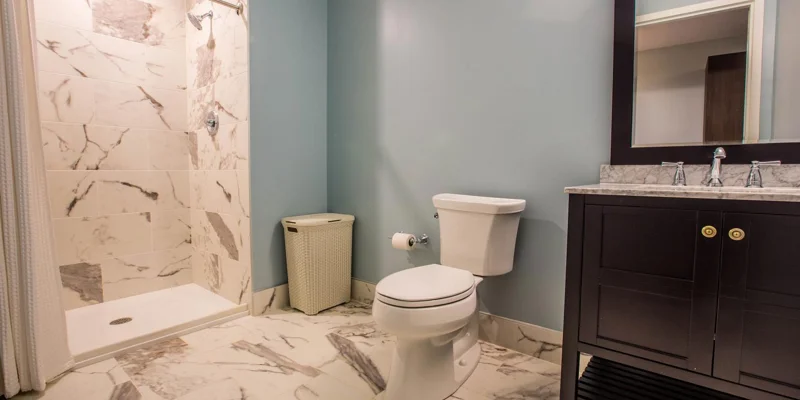 Bathroom with shower.