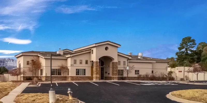 Facility exterior with accessible parking.
