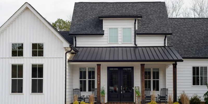 Facility front with adoors and porch seating.