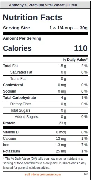 nutrition facts