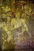 Bodhisattva Padmapani; c. 450–490; pigments on rock; height: c. 1.2&nbsp;m; Ajanta Caves (India)